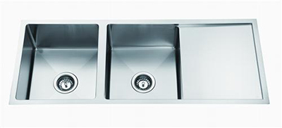 Square Undermount Sink 2 bowls 1 Drainer/ Drop in Sink